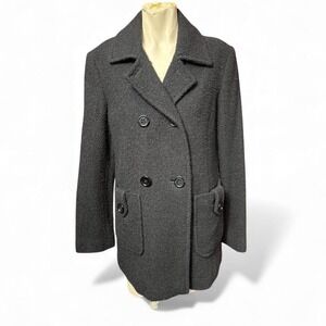 Nine West Black Bouclé Double-Breasted Coat – Size‎ 10